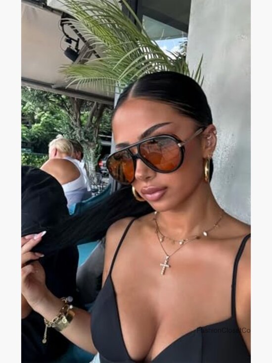 Retro Gold Metal Oversized Aviator Sunglasses UV400 main image 5